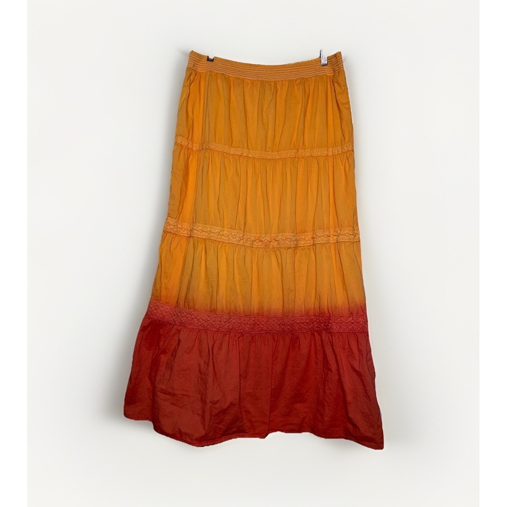 Nicole by Nicole Miller Ombre Tiered Maxi Skirt Size Large Lined Elastic Waist